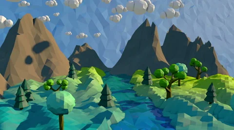 3d low poly landscape Stock Footage 68835509