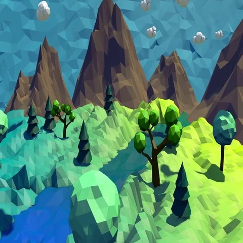 3d low poly landscape Stock Footage 69542717