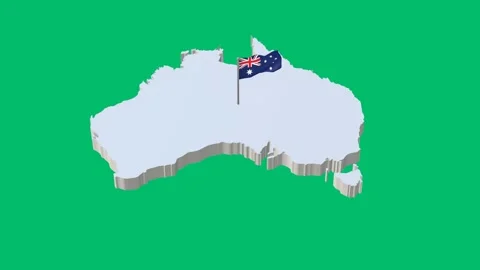 3D Low Poly Map of Australia with Flag on Green Background Video stock 279338540