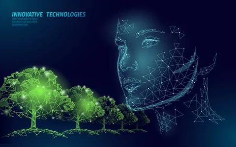 3D low poly natural face cosmetics. Health supplement skin care anti-aging ad Stock-Illustration
