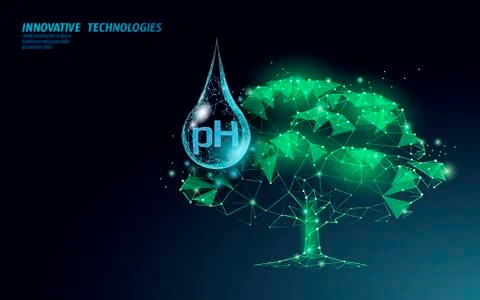 3D low poly plant pH watering concept. Soil acidity fertilizers industrial Stock Illustration