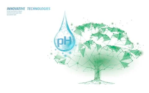 3D low poly plant pH watering concept. Soil acidity fertilizers industrial Stock Illustration