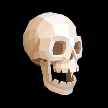 3d low poly skull Illustrazione stock