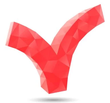 3D Low Poly Style Check Mark. Vector Illustration. Stock Illustration