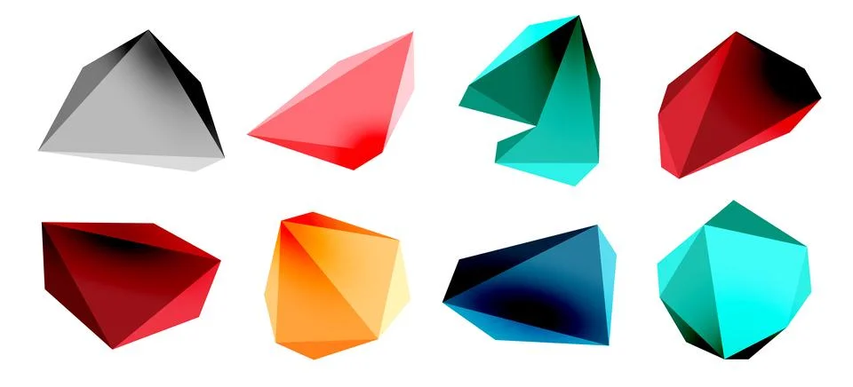 3d low poly triangle design elements Stock Illustration