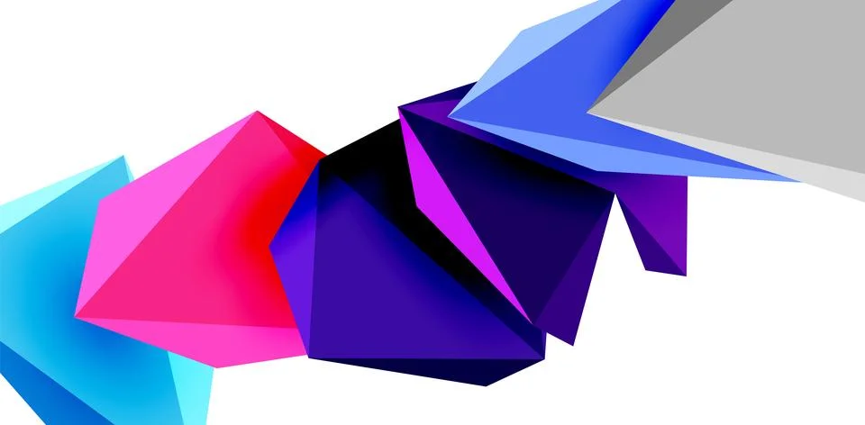 3d low poly triangle design elements Stock Illustration