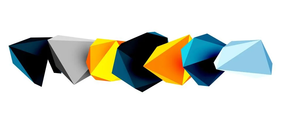 3d low poly triangle design elements Stock Illustration