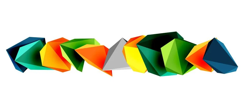 3d low poly triangle design elements 스톡 일러스트