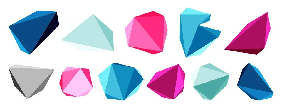 3d low poly triangle design elements Stock Illustration