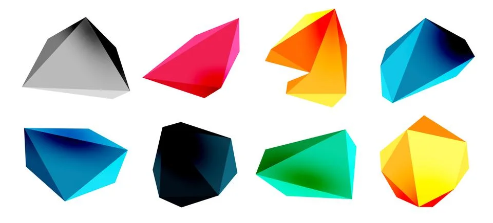3d low poly triangle design elements Stock Illustration