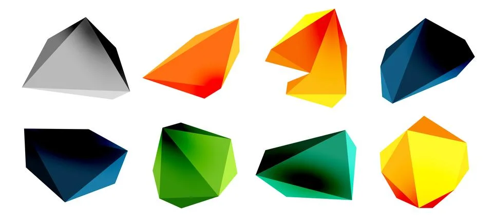 3d low poly triangle design elements Illustrazione stock