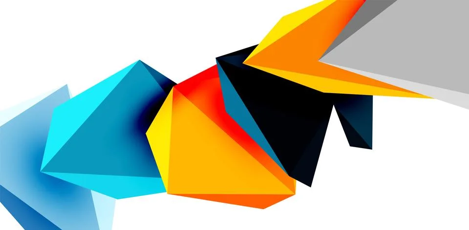 3d low poly triangle design elements Stock Illustration