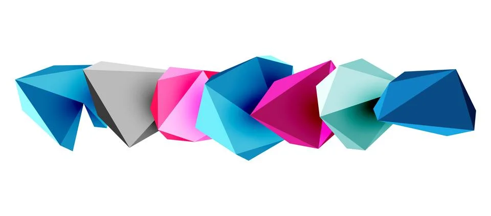 3d low poly triangle design elements 스톡 일러스트