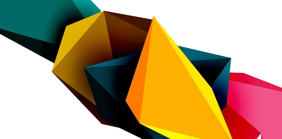 3d low poly triangle design elements 스톡 일러스트