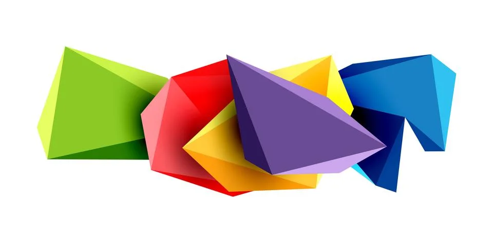 3d low poly triangle design elements Stock Illustration