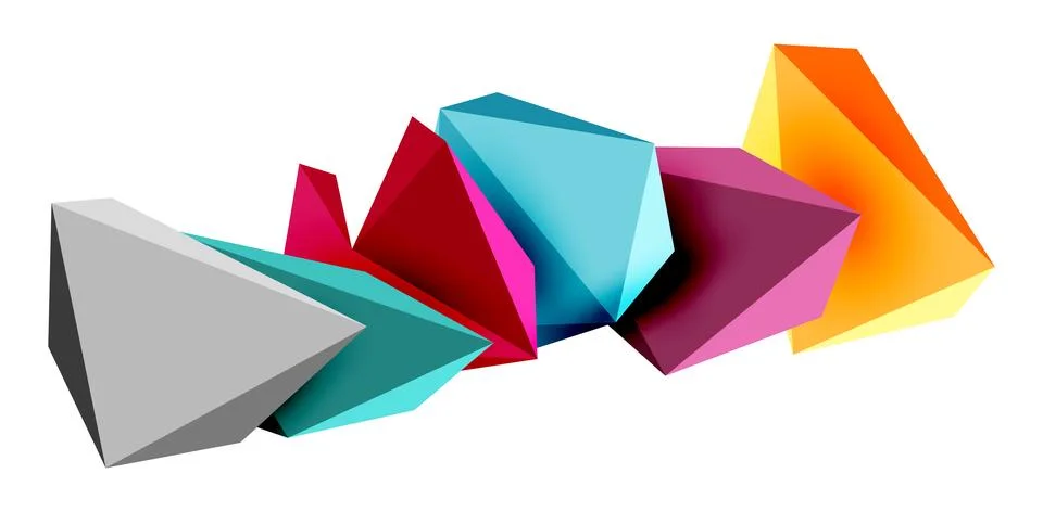 3d low poly triangle design elements Stock Illustration