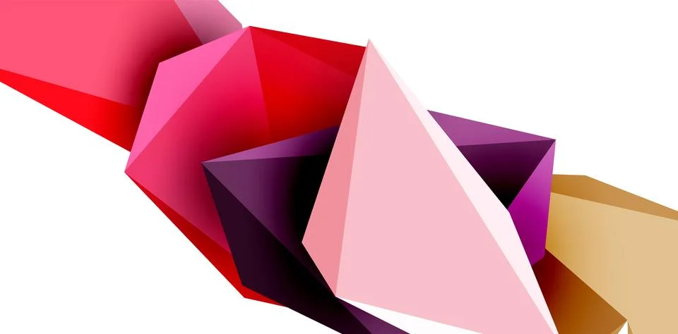 3d low poly triangle design elements Stock Illustration