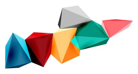 3d low poly triangle design elements Stock Illustration