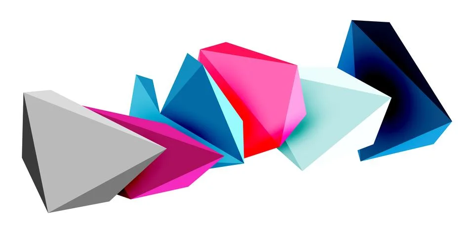 3d low poly triangle design elements Stock Illustration