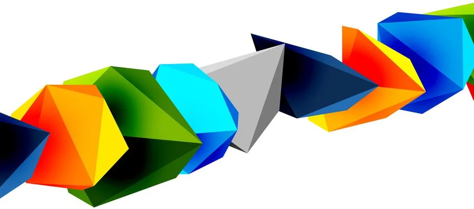 3d low poly triangle design elements Stock Illustration