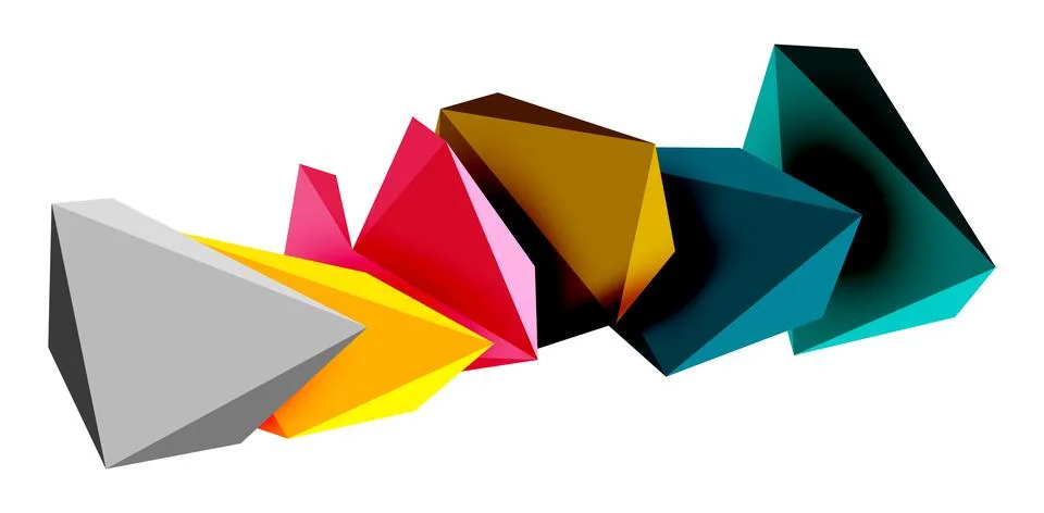 3d low poly triangle design elements Stock Illustration