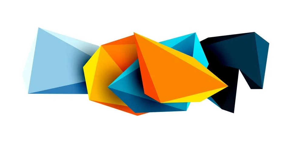 3d low poly triangle design elements 스톡 일러스트