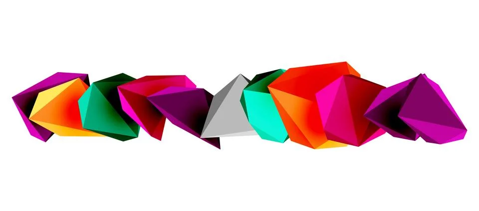 3d low poly triangle design elements Stock Illustration