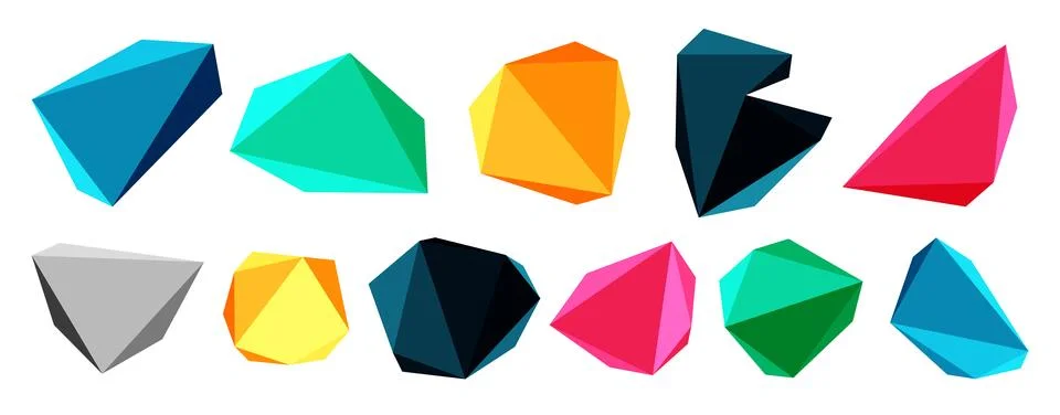 3d low poly triangle design elements 스톡 일러스트