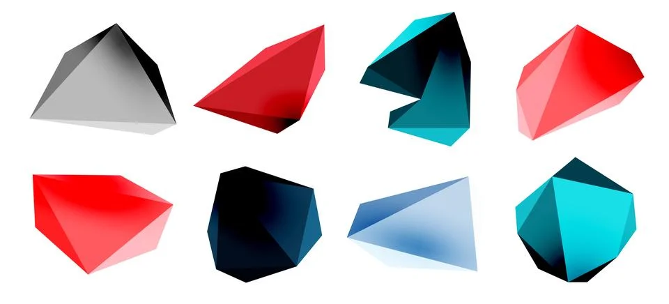 3d low poly triangle design elements Stock Illustration