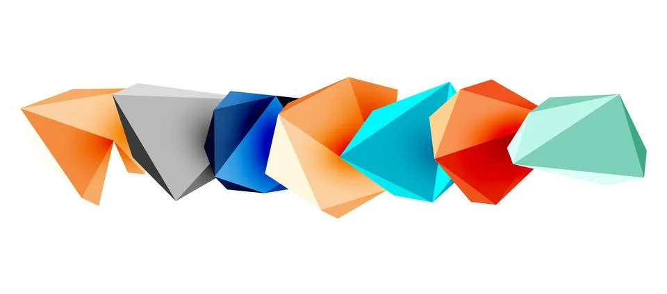 3d low poly triangle design elements 스톡 일러스트
