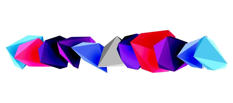 3d low poly triangle design elements Stock Illustration