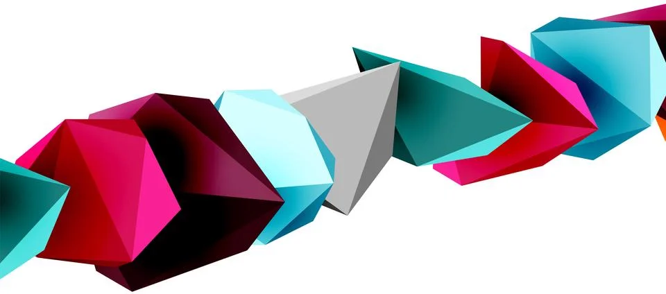 3d low poly triangle design elements Stock Illustration