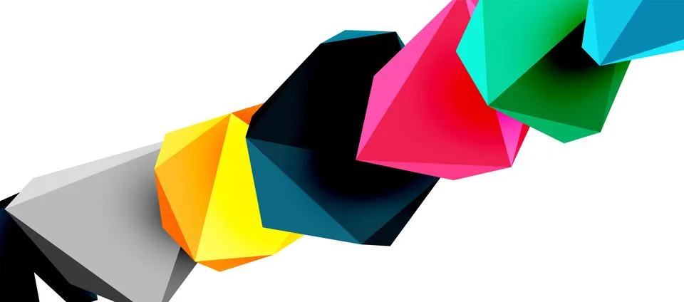 3d low poly triangle design elements Stock Illustration