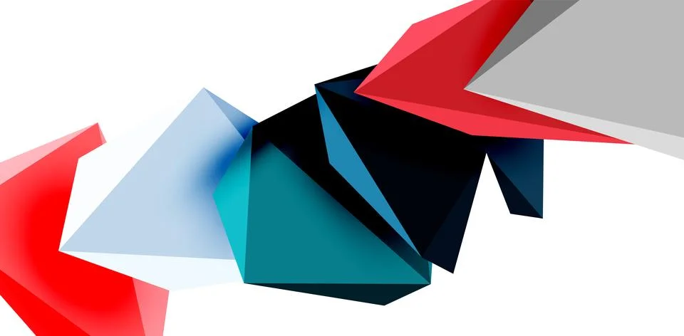 3d low poly triangle design elements Stock Illustration