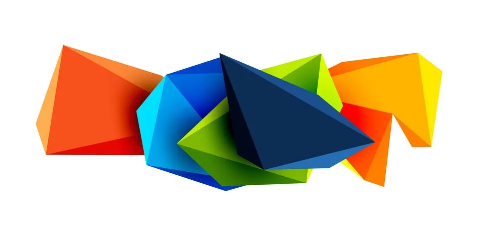 3d low poly triangle design elements 스톡 일러스트