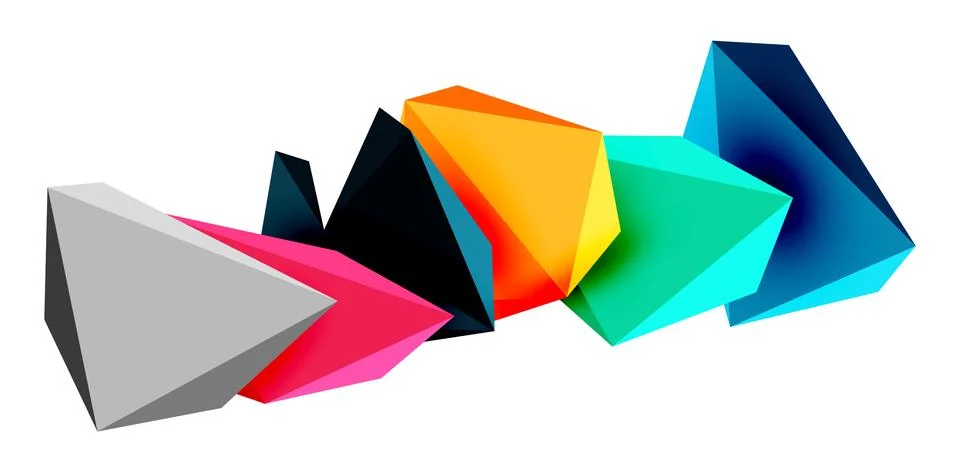 3d low poly triangle design elements Stock Illustration