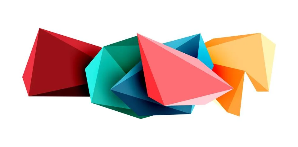 3d low poly triangle design elements 스톡 일러스트