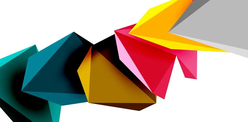 3d low poly triangle design elements 스톡 일러스트