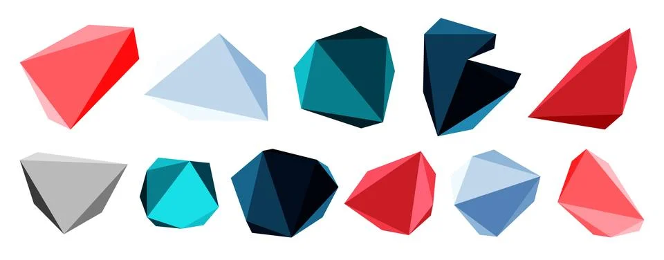 3d low poly triangle design elements 스톡 일러스트