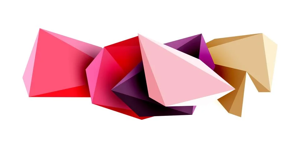 3d low poly triangle design elements Stock Illustration