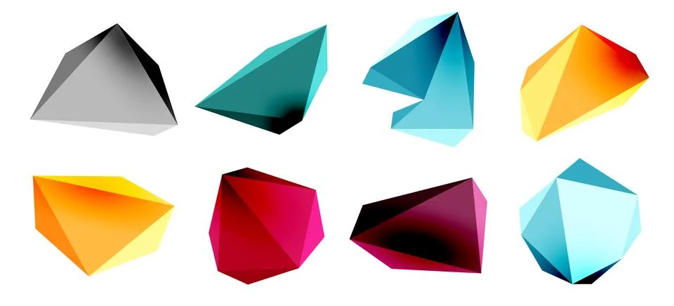 3d low poly triangle design elements 스톡 일러스트