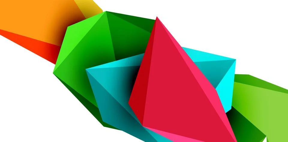 3d low poly triangle design elements Stock Illustration