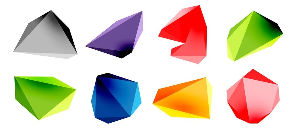 3d low poly triangle design elements Stock Illustration