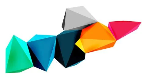 3d low poly triangle design elements Stock Illustration