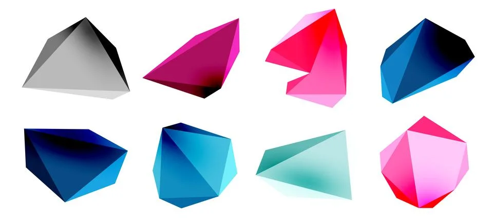 3d low poly triangle design elements 스톡 일러스트