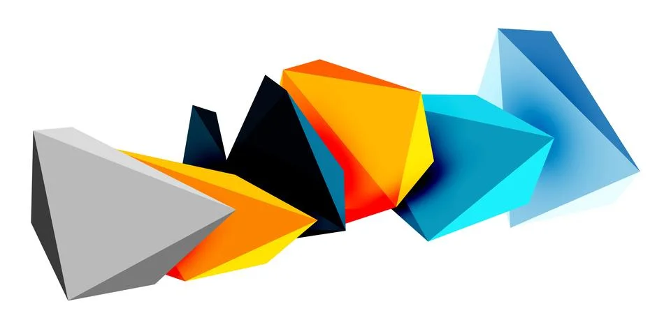 3d low poly triangle design elements Stock Illustration