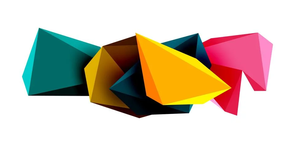 3d low poly triangle design elements イラスト素材