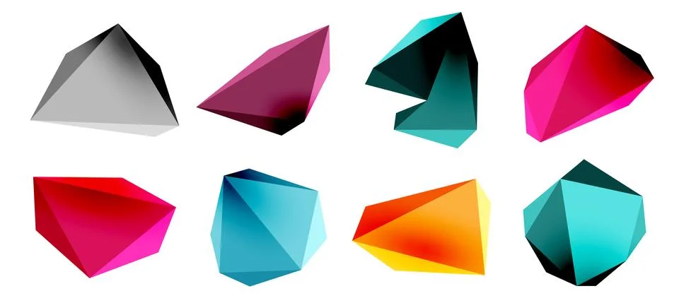 3d low poly triangle design elements Illustrazione stock