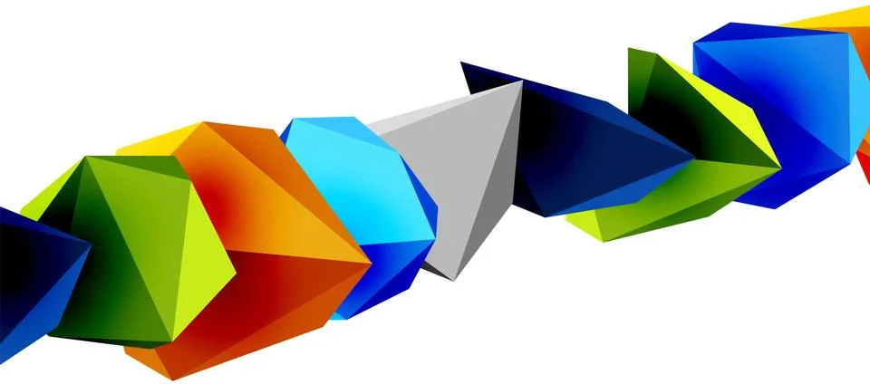 3d low poly triangle design elements Stock Illustration