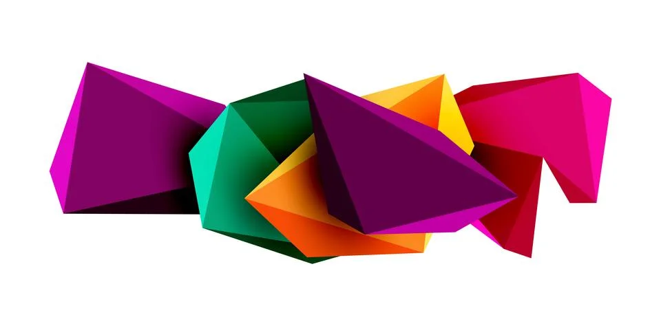 3d low poly triangle design elements 스톡 일러스트